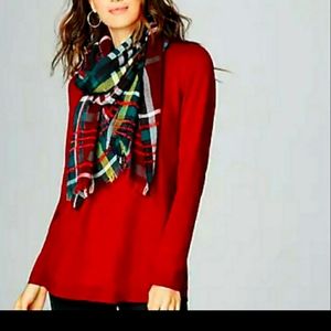 NWT J Jill Chenille-Textured Plaid Square Scarf